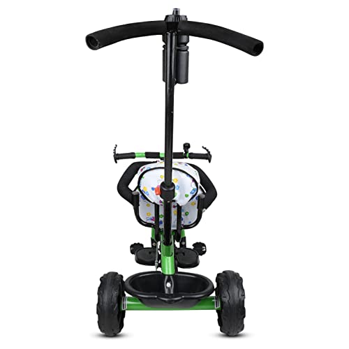Image of CREW4 Tricycle 1 Years to 5 Years with Removable Safety Guard and Parental Control Back Side Push Handle with Rubber Tyre for Kid's CR07 (Green)