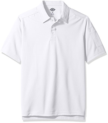 Dickies Men's Short Sleeve Tactical Polo Shirt, White, M