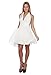 Hollywood Star Fashion Women's Short Chiffon Pleated Halter Dress Medium White