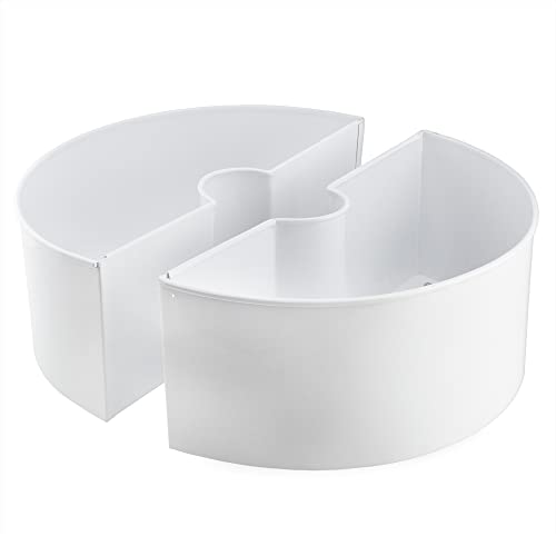 AuldHome Design Umbrella Planter for Patio Table w/Umbrella Hole (White) Enamelware Half-Circle Planter Pots