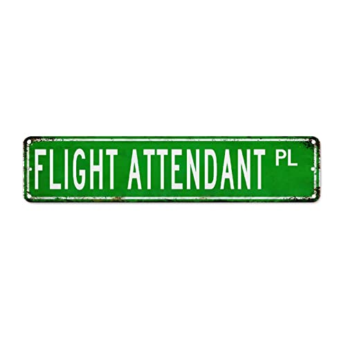 Flight Attendant Retro Style Metal Tin Sign Gift For Flight Attendant Vintage Metal Sign Poster Profession Street Sign Wall Plaque Wall Art Metal Tin Sign For Porch Workshop Home Quality Sign #TOP28