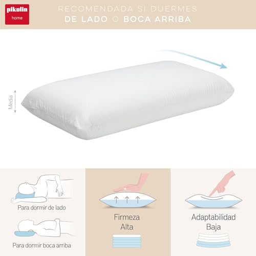 Pikolin Home - Ergonomisches viskoelastisches Kissen mit doppeltem, anpassbarem Bezug mit Memory-Foam-Kern zum Schlafen auf der Seite oder auf dem Rücken