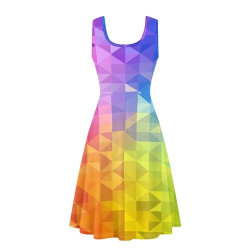Image of TOADDITDO Women's Sleeveless O Neck Beach A-Line Party Coctail Tank Dresses Flared Sundress