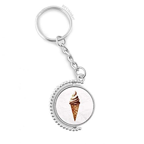 Porte-clés rotatif glace chocolat marron, idée cadeau