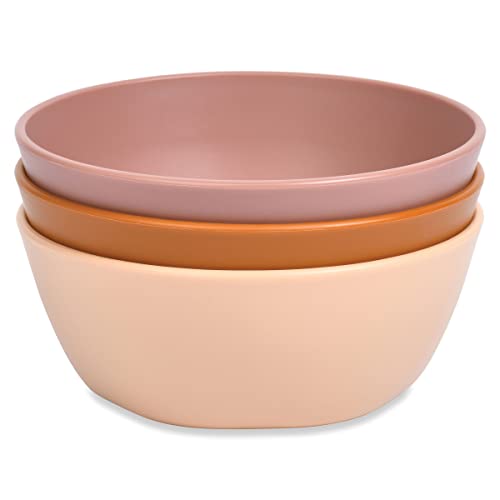 Image of Tiny Twinkle Tableware 3 Pack Dish Set- BPA-Free Cups, Plates and Bowls Sets For Kids and Toddlers - Polypropylene Plastic Dinnerware Set (Sand, Cinnamon, Taupe) Round Bowl