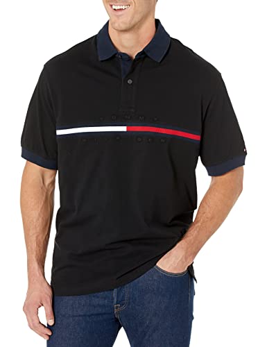 Tommy Hilfiger Men's Big & Tall Short Sleeve Cotton Pique Flag Graphic Polo Shirt in Custom Fit