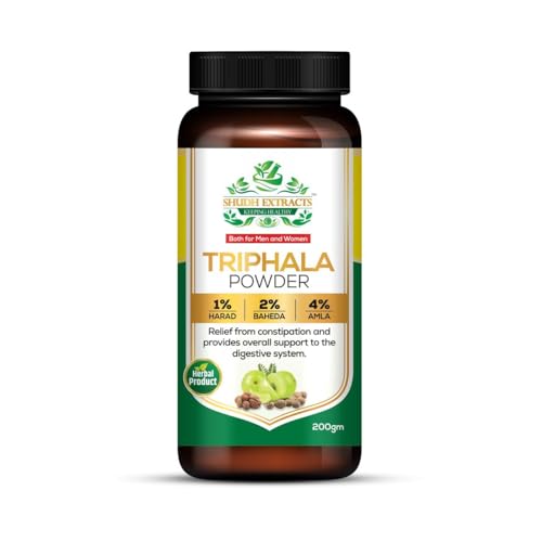 Image of Triphala Powder | Natural Ayurvedic Digestive Cleanser | Relieves Constipation & Detoxifies Body | Harad, Baheda & Amla Blend | Herbal Supplement for Men & Women - 200gm