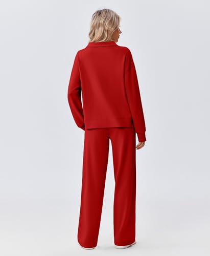 Image of PINSPARK 2 Piece Sets for Women 1 /2 Zip Sweatsuit Loose Fit Sweatshirt Straight Leg Pants 2026 Matching Outfit Fall Tracksuit