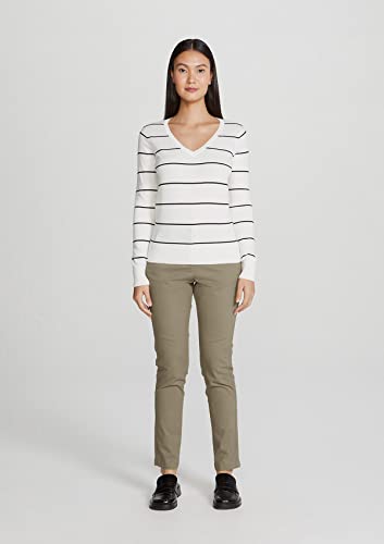 Calça Básica Feminina Cintura Média Chino Com Elastano