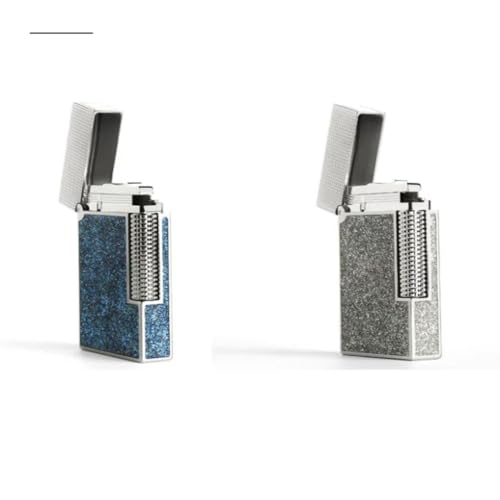 Encendedor vintage masculino a gas, rellenable con butano, azul miniatura 5