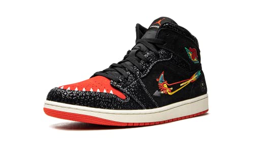 Image of Nike mens Jordan 1 Mid Basketball Limited Siempre Familia DN4904-001, Black /Chile Red-sail, 8