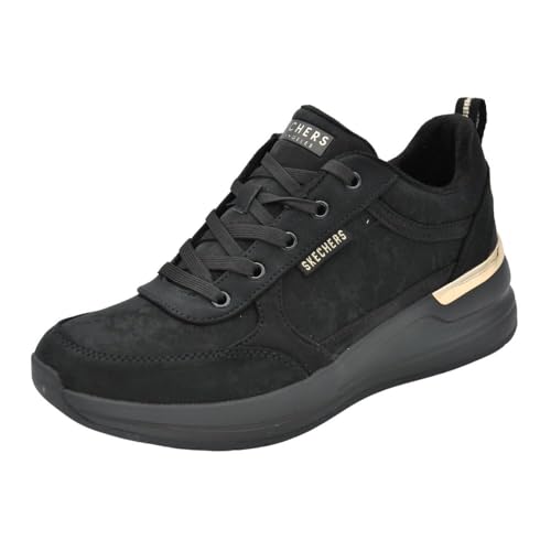 Skechers - Zapatilla Sneakers Deportiva,de Cordones,cuña 5cm,Plataforma,Suela balnca de Goma,Color Liso, para: Mujer Color: BBK Talla:39