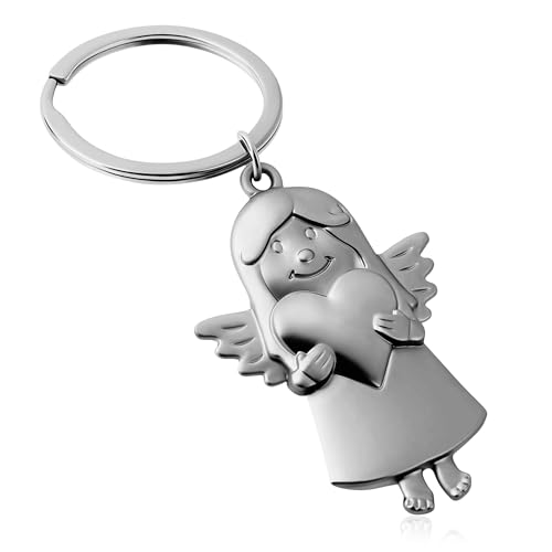 CraftWerk Llavero de ángel de la guarda con corazón, amuleto de la suerte para exámenes, carné de conducir o como regalo, color plateado, 8,5 x 3,5 cm, plata, 8,5 x 3,5 cm CraftWerk Llavero de ángel de la guarda con corazón, amuleto de la suerte para exámenes, carné de conducir o como regalo, color plateado, 8,5 x 3,5 cm, plata, 8,5 x 3,5 cm