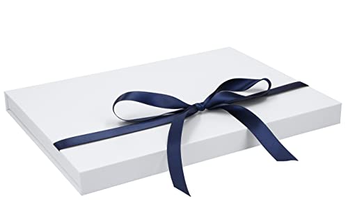 Magnetbox (A4) 30x21x2cm mit Geschenkband hochwertige Geschenkverpackung für Geburtstag, Weihnachten, Hochzeit Geschenke Schachtel, Artikel Farbe:weiß matt Cover