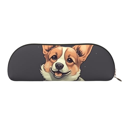 FZQVSLCM 筆箱 レザー ペンバッグ 旅行 メイクバッグ かわいい コーギー 犬 イラスト トイレタリーバッグ 携帯コスメバッグ 小銭入れ