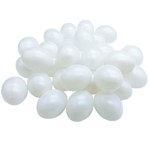 30 Pack White Plastic Eggs Fake Easter Egg Artificial Chicken for DIY Crafts Painting Party Home Decor Kids Kitchen