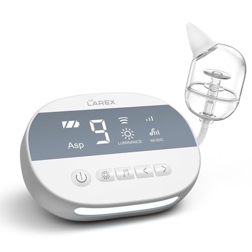 Image of LAREX Nasal Aspirator for Baby, Electric Baby Nose Sucker, Nose Suction for Baby with 9 Levels Suction, Rechargeable Automatic Nose Cleaner, Night Light and Soothing Function, Food-Grade Silicone Tips