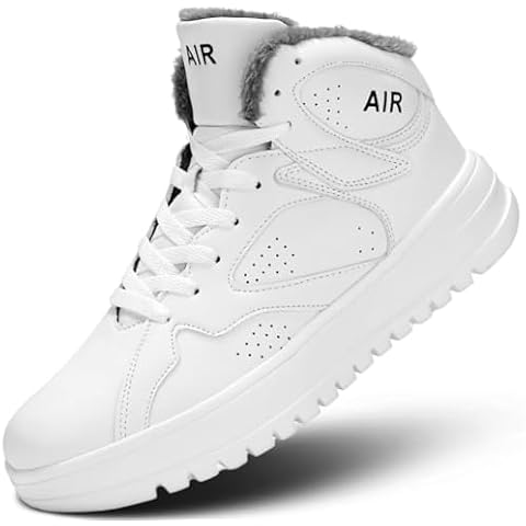 Pozvnn Mens Hight Top Walking Snow Winter Shoes Fur Lined Warm Casual Sneakers Lightweight Comfortable Outdoor Boots Sole Soft Cover