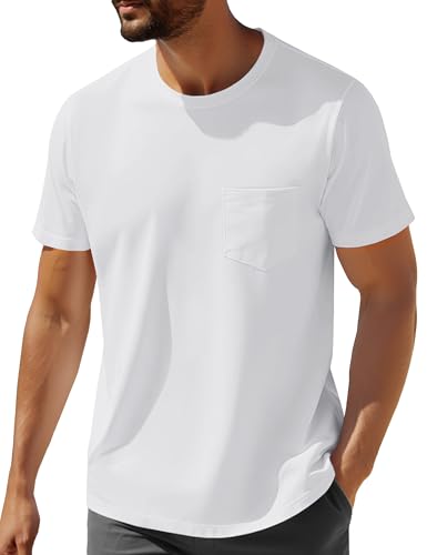 MAGNIVIT Men's Cotton Pocket Tee Shirts Soft Crew Neck Solid Color T Shirt Casual Short Sleeve Summer Basic Tops