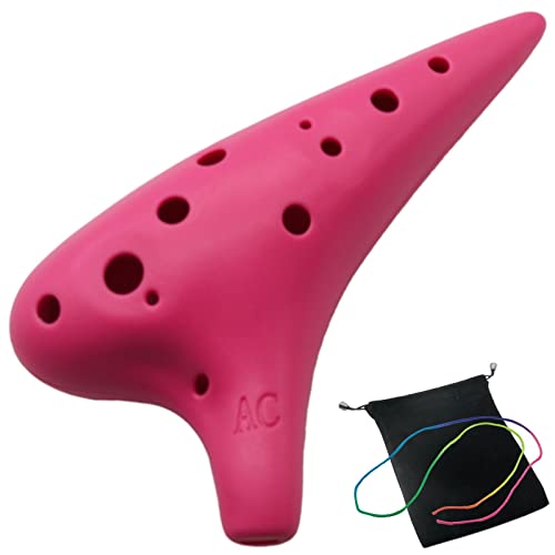 Aestivate Plastic Ocarina Instrument 12 Hole Ocarina Alto C 12-Hole Ocarina Instrument Easy Instrument for Children, Beginners Pointed Ocarina(Pink)