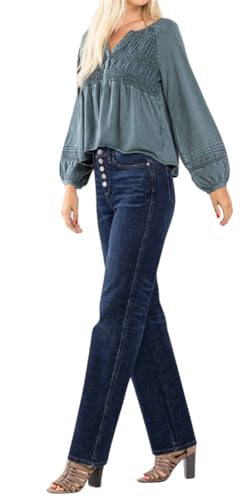 Judy Blue Dark Wash High Waist Button Fly Straight4