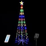 クリスマス コーン ツリー ライト、LED ライト ショーのクリスマス ツリー、星が付いている円錐形、8 つのモード、タイマーのリモート・コントロールが付いている 、庭のポーチのパティオの屋内屋外新年の休日の装飾のために適した(180CM)