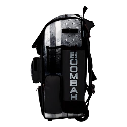 Boombah Superpack Hybrid Rolling Bat Bag - Wheeled & Backpack Version - USA Shield Black Ops Black/Gray/White
