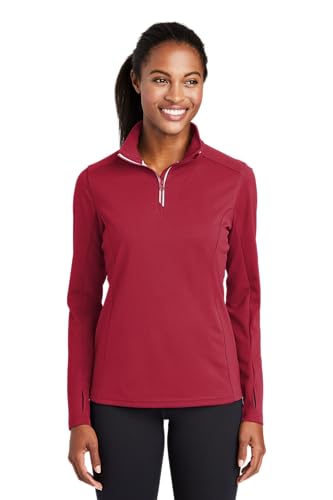 SPORT-TEK Women's Sport-Wick Textured Quarter Zip Pullover, Deep