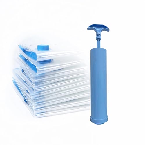 Generic-Space Saver Vacuum Storage Bags - 80% Space Saving - Multiple Sizes - Thickened Material - Double Zipper - clear - Includes Hand Pump (5, 1 Jumbo, 2 Large, 2 Medium)