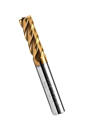 Image of ACCUCUT A4KES 2mm Carbide Square End Mill- 4 Flute Milling Bit for Steel, Die or Hardened Steel, Cast Iron, Copper, Alloys & Materials 50 < HRC < 60 - TiSiN Coating CNC Router Bit, 35 Degree Helix