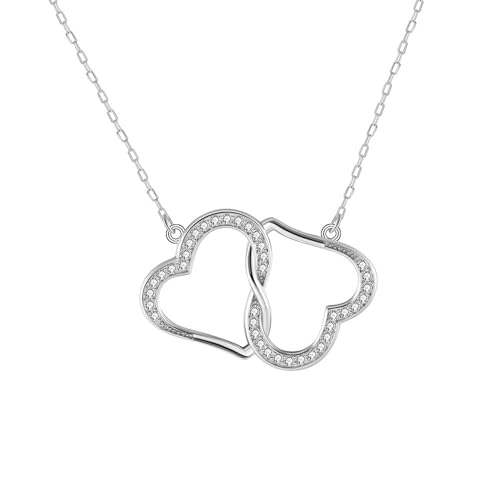 Collier ras du cou cœurs entrelacés argent 925 femme