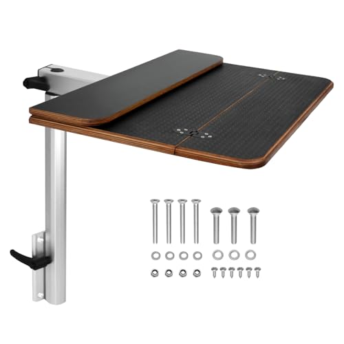 KAMRVLAAI Folding RV Table with Swivel Leg, Black Birch Top