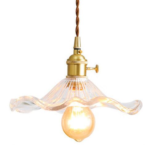 KeephenEU Lámpara de colgación de Vidrio de Estilo Minimalista francés, lámpara de araña Creativa de Forma de Flores, luz Colgante de Cabeza única de Base e27, cafetería de Dormitorio de Restaurante,