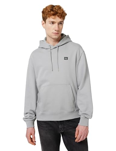 Calvin Klein Uomo Felpa Terry Badge con Cappuccio, Grigio (Formal Gray), S