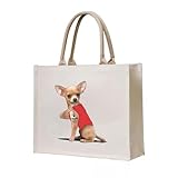 JWPPPATD Bolsa de mano Divertido perro chihuahua Amo a mamá Tatuaje Amante de los chihuahuas Regalo Camiseta Compras Carrito de compras para mujer Bolsas