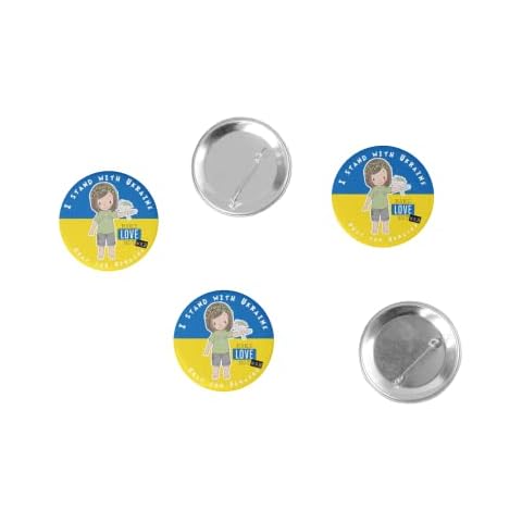 Set Buttons Ukraine Abzeichenbroschen Kinder Mädchen mit Friedenstaube 59mm Ansteck-Pin Kleidung Korb (Mädchen 10er-Set) Cover
