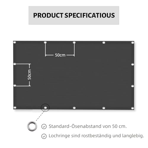 Voile d'ombrage imperméable 4x4m gris foncé pour terrasse - 3