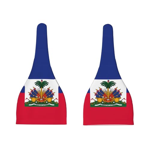 Newborn Baby Hat, Haitian Flag Print Soft Top Knot Beanie Cap, Cute Baby Headwear for 0-6 Months Black3