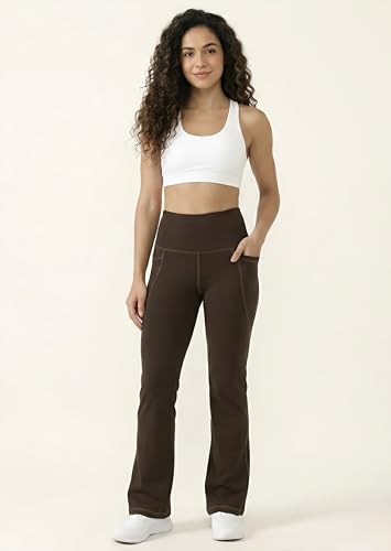 Image of Rock Paper Scissors Premium Flare Gym Pants High Waist Stretchable Flared Leggings with Pockets Gym wear /Active Wear Tights Yoga Pants Womens Workout Tights Gym Tight Black