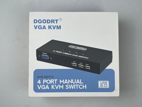 Image of VGA KVM Switch 4 Port, USB VG-A KVM Switcher for 4 Computers Share 1 Monitor 3USB Devices Keyboard Mouse Scanner Printer, With 4 KVM Cables & Desktop Control (4 PORT VGA USB KVM Switch Selector)