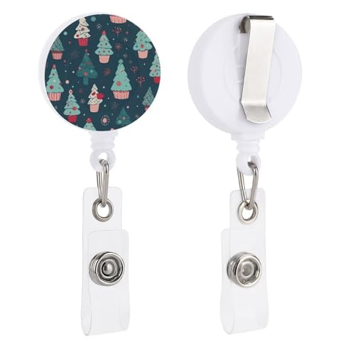 カップケーキバッジリール格納式バッジホルダー ワニ口クリップ付き IDネームカードスクロール IDカードホルダー オフィスワーカー 医師 看護師用