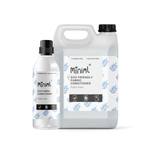 Miniml Eco Fresh Linen Fabric Softener Conditioner Bundle 1L Bottle & 5L Refill All Natural Sensitive Skin Friendly 100% Vegan & Cruelty Free