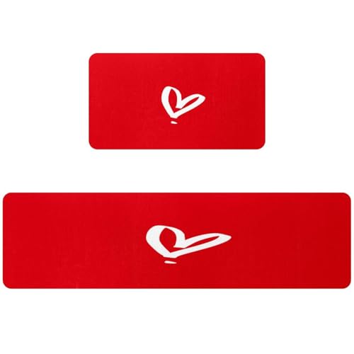 Alfombrillas de cocina absorbentes y lavables con base antideslizante VAPOKF rojas pack de 2 2