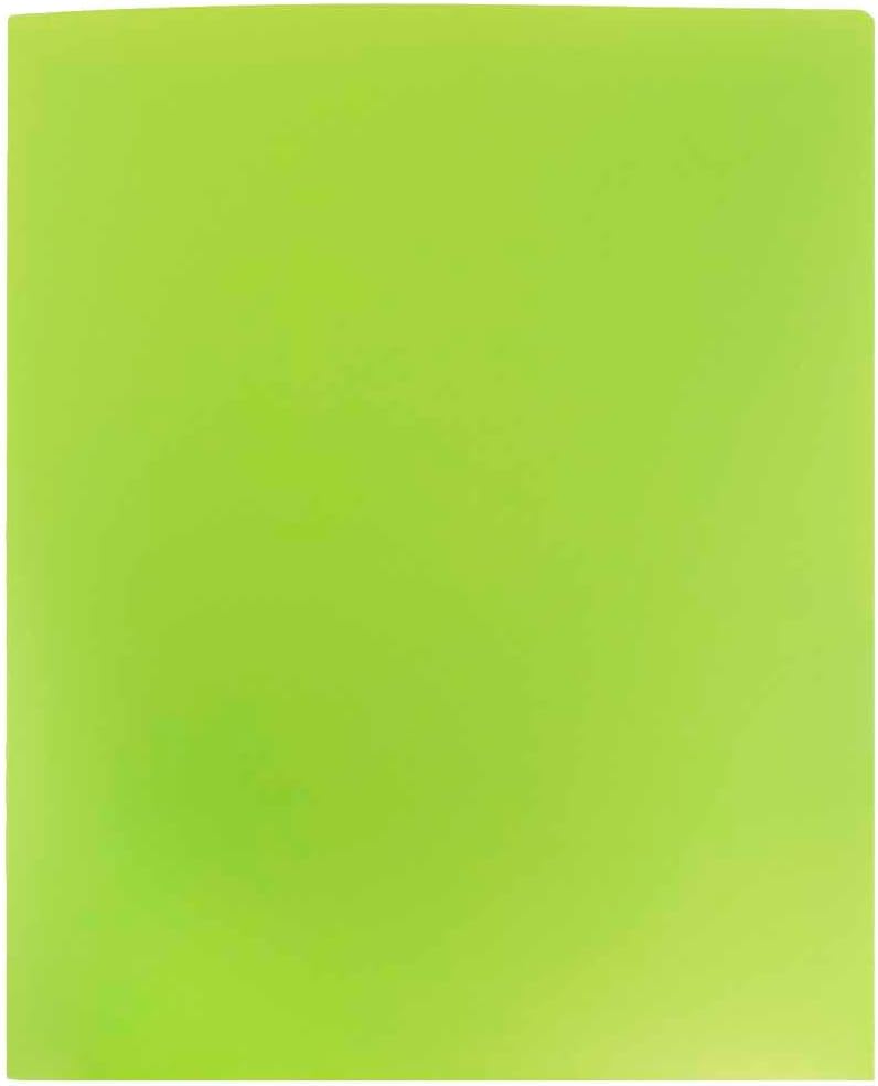 JAM PAPER Heavy Duty Plastic 2 Pocket Extra Tough School Folders - Lime Green - Bulk 144/Box