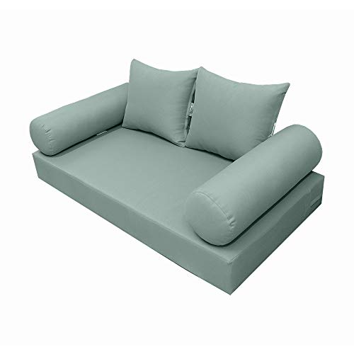 Prolinemax Style 4 - Mattress & Pillow Bolster Cushion for Outdoor Indoor Daybed Porch Swing Bed Knife Edge Twin Size AD002 | Covers ONLY |