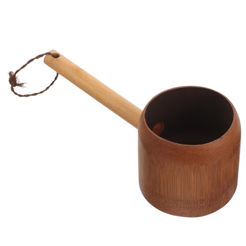 Healeved Wooden Water Ladle Sauna Oak Scoop Bath Water Spoon Japanese Style Water Dipper Bath Scoop Tea Ladle Wood Watering Ladle for Bathroom Sauna House Spa Banya