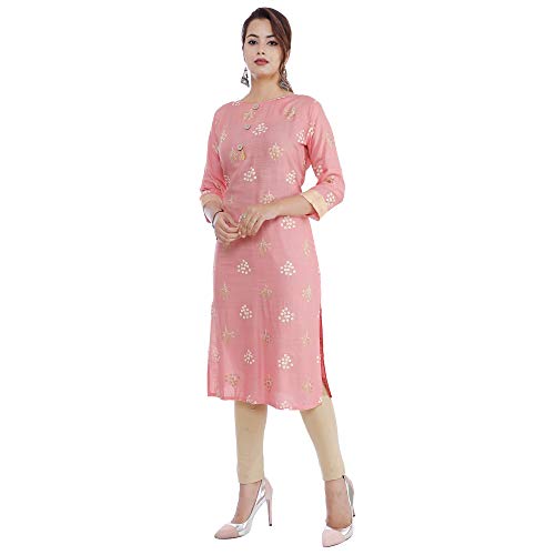 Image of Women's Rayon Slub Regular Kurta (Marooncheckskurti Pink XX-Large)