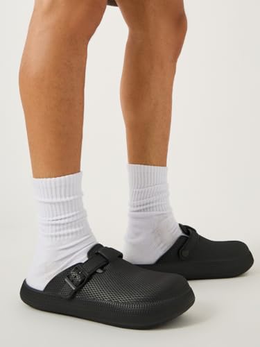 Men 7012454501 Buckle Slip On Sandals Black, 42 EU2