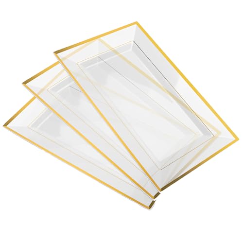 Mint Living-Elegant Plastic Serving Tray & Platter Set (3pk)-Clear &