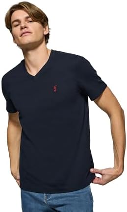 Polo Club Camiseta Hombre Cuello en V Logo Bordado 100% Algodón -...